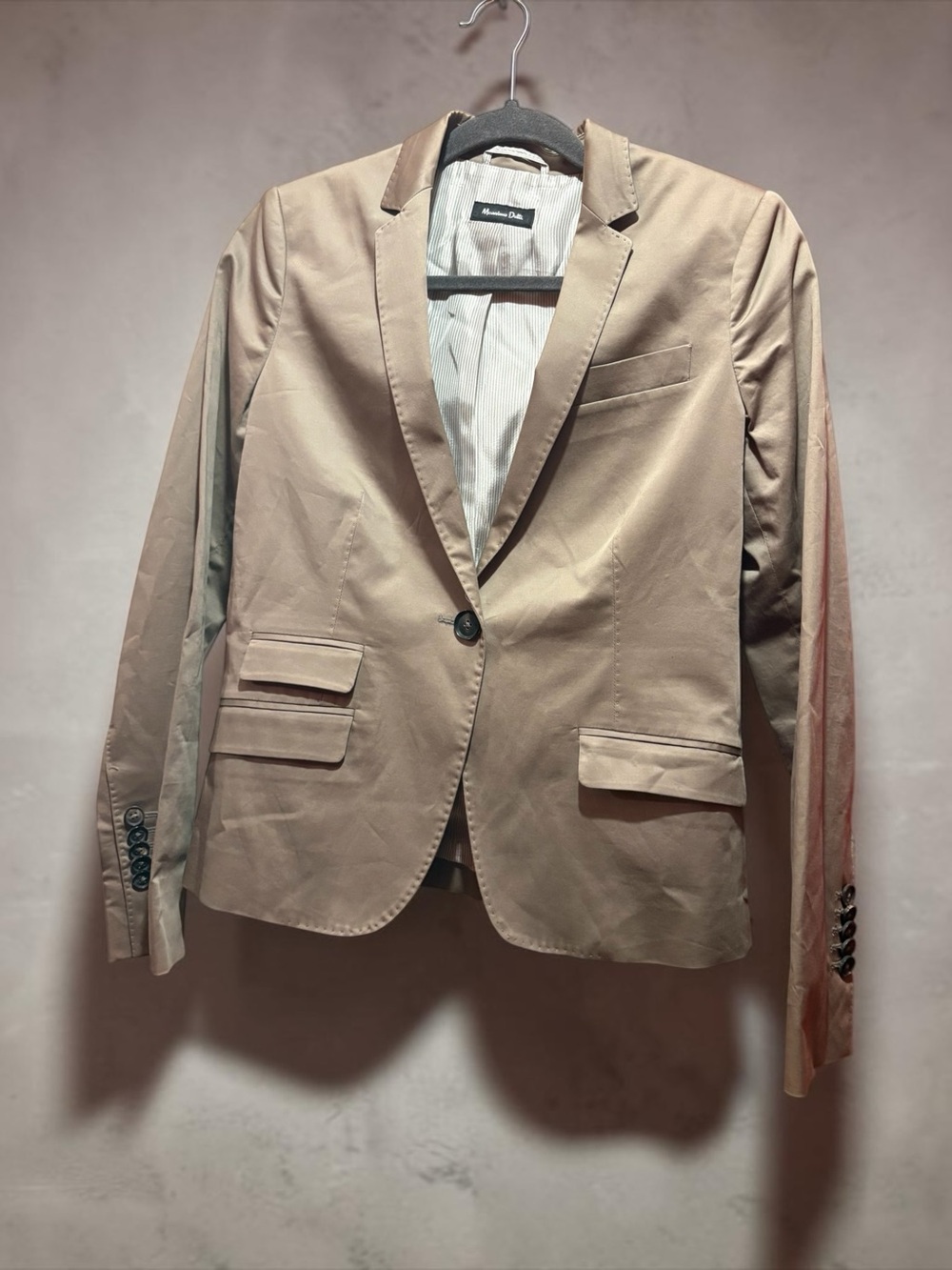 Massimo Dutti Women's Single-Button Blazer in Taupe